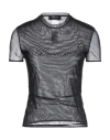 Blumarine T-shirt In Tulle Con Logo In Black