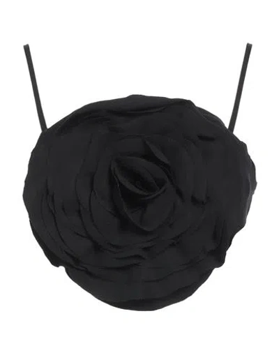 Blumarine Floral-appliqué Cropped Top In Black