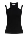 Blumarine Knit Top Featuring Sleeves And Button Embellishments In Black