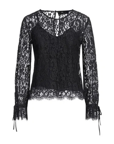 Blumarine Woman Top Black Size 8 Polyamide, Cotton, Viscose