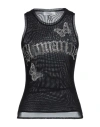 Blumarine Logo-embellishment Mesh Tank Top In Black