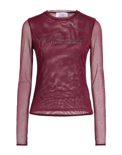 BLUMARINE BLUMARINE WOMAN TOP BURGUNDY SIZE 6 POLYAMIDE, ELASTANE