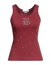Blumarine Woman Top Burgundy Size M Cotton, Elastane In Red