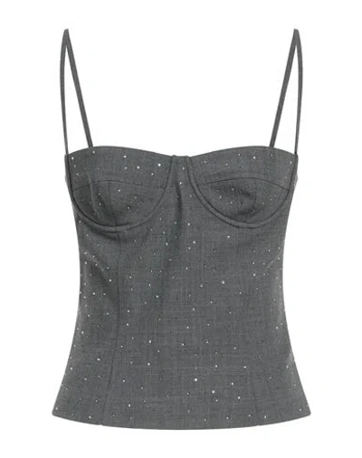 Blumarine Woman Top Grey Size 4 Polyester, Virgin Wool, Elastane
