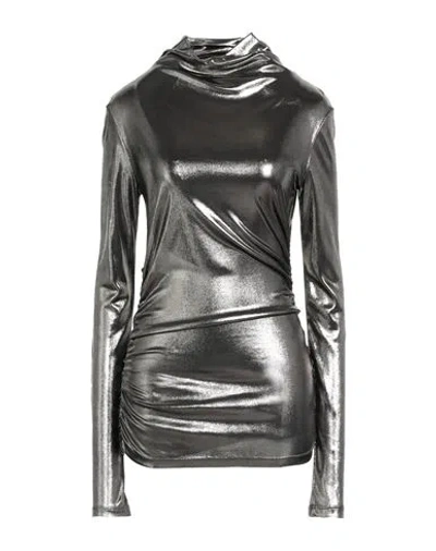 Blumarine Woman Top Gunmetal Size 8 Viscose In Silver