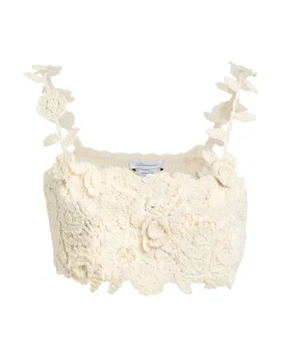 Blumarine Woman Top Ivory Size 6 Cotton, Polyamide In White