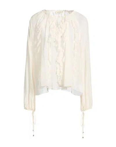 Blumarine Woman Top Ivory Size 8 Silk In White