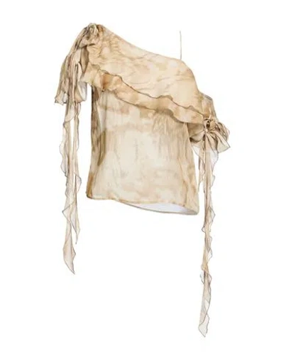 Blumarine Woman Top Khaki Size 4 Viscose In Neutral
