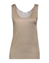Blumarine Woman Top Khaki Size 6 Viscose In Beige