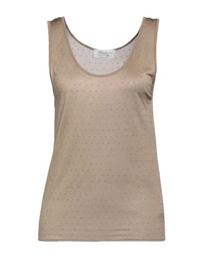 Blumarine Woman Top Khaki Size 6 Viscose In Beige
