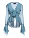 Blumarine Woman Top Light Blue Size 6 Silk In Blue