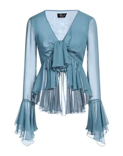 Blumarine Woman Top Light Blue Size 6 Silk