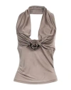 Blumarine Woman Top Light Brown Size 8 Viscose In Beige