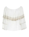 Blumarine Woman Top Off White Size 6 Cotton, Silk In Off White