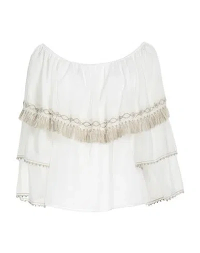 Blumarine Woman Top Off White Size 6 Cotton, Silk