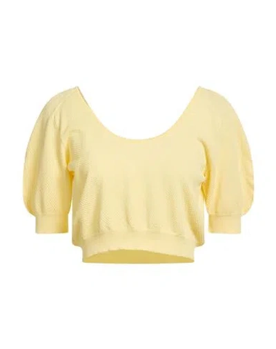 Blumarine Woman Top Pastel Yellow Size 10 Viscose, Polyamide