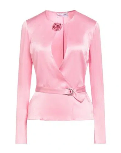 BLUMARINE BLUMARINE WOMAN TOP PINK SIZE 4 ACETATE, SILK