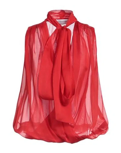 Blumarine Woman Top Red Size 12 Silk In Red
