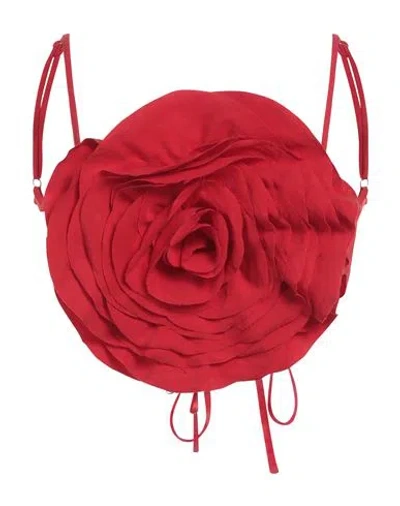 Blumarine Floral-appliqué Cropped Top In Red