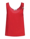 Blumarine Cabochon-ring Crepe Tank Top In Red
