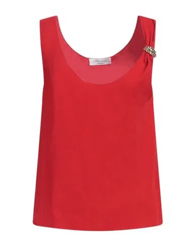 Blumarine Cabochon-ring Crepe Tank Top In Red