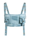 Blumarine Woman Top Slate Blue Size 4 Cotton, Elastane In Blue