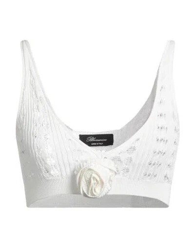 Blumarine Woman Top White Size 2 Viscose, Cotton In White