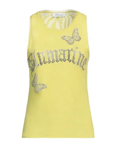 Blumarine Woman Top Yellow Size 6 Polyamide, Elastane