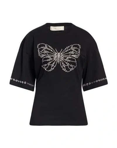 Blumarine Woman T-shirt Black Size 4 Cotton