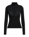 Blumarine Woman Turtleneck Black Size 8 Wool, Polyamide, Elastane, Polyester In Black