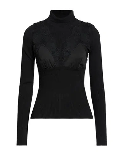 Blumarine Woman Turtleneck Black Size 8 Wool, Polyamide, Elastane, Polyester