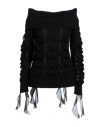 Blumarine Rouched Turtleneck Sweater In Black