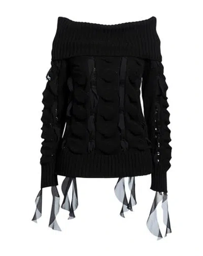 BLUMARINE BLUMARINE WOMAN TURTLENECK BLACK SIZE M WOOL, POLYESTER