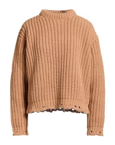 Blumarine Woman Turtleneck Camel Size 4 Wool, Cashmere In Brown