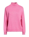 Blumarine Woman Turtleneck Magenta Size 8 Polyester, Polyamide, Viscose, Wool, Cashmere In Magenta