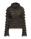 Blumarine Woman Turtleneck Military Green Size 6 Virgin Wool