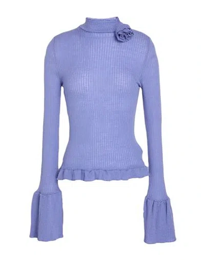 Blumarine Woman Turtleneck Purple Size 6 Wool