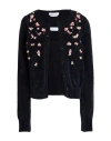 Blumarine Rose Embroidered Knitted Cardigan In Black