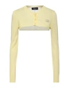 Blumarine Woman Wrap Cardigans Yellow Size M Viscose, Cotton