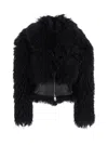 Blumarine Long-sleeved Hooded Cotton Jacket In Black