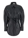 Blumarine Black Shirt With Classic Collar And Waistband In Leather Woman In Black