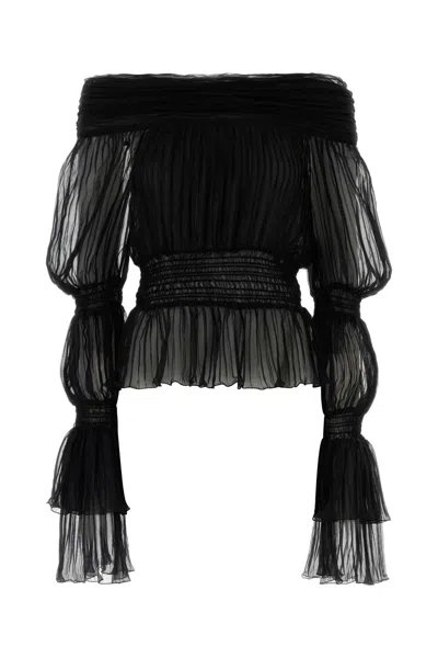 Blumarine Women Black Chiffon Top