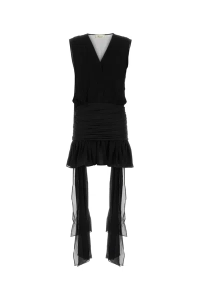 Blumarine Georgette Dress With Jersey In Black