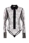 Blumarine Women Black Lace Bodysuit In White