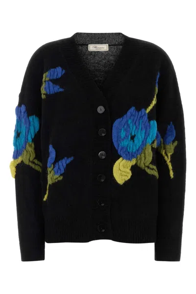 Blumarine Women Black Stretch Nylon Blend Cardigan In Multi
