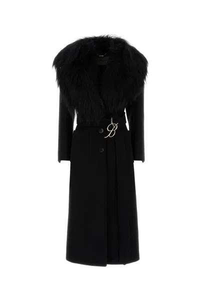 Blumarine Black Wool Blend Coat