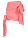 Blumarine Ruched Detailed Asymmetric Mini Skirt In Pink
