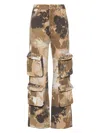 Blumarine Camouflage Print Cargo Trousers In Beige