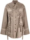 Blumarine Eyelet-embellished Denim Jacket In Brown