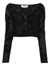 Blumarine Embroidered Cropped Cardigan In Black